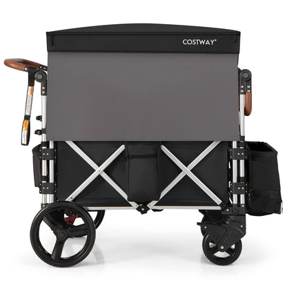 COSTWAY Push Pull Stroller Wagon for 2 Kids | Black