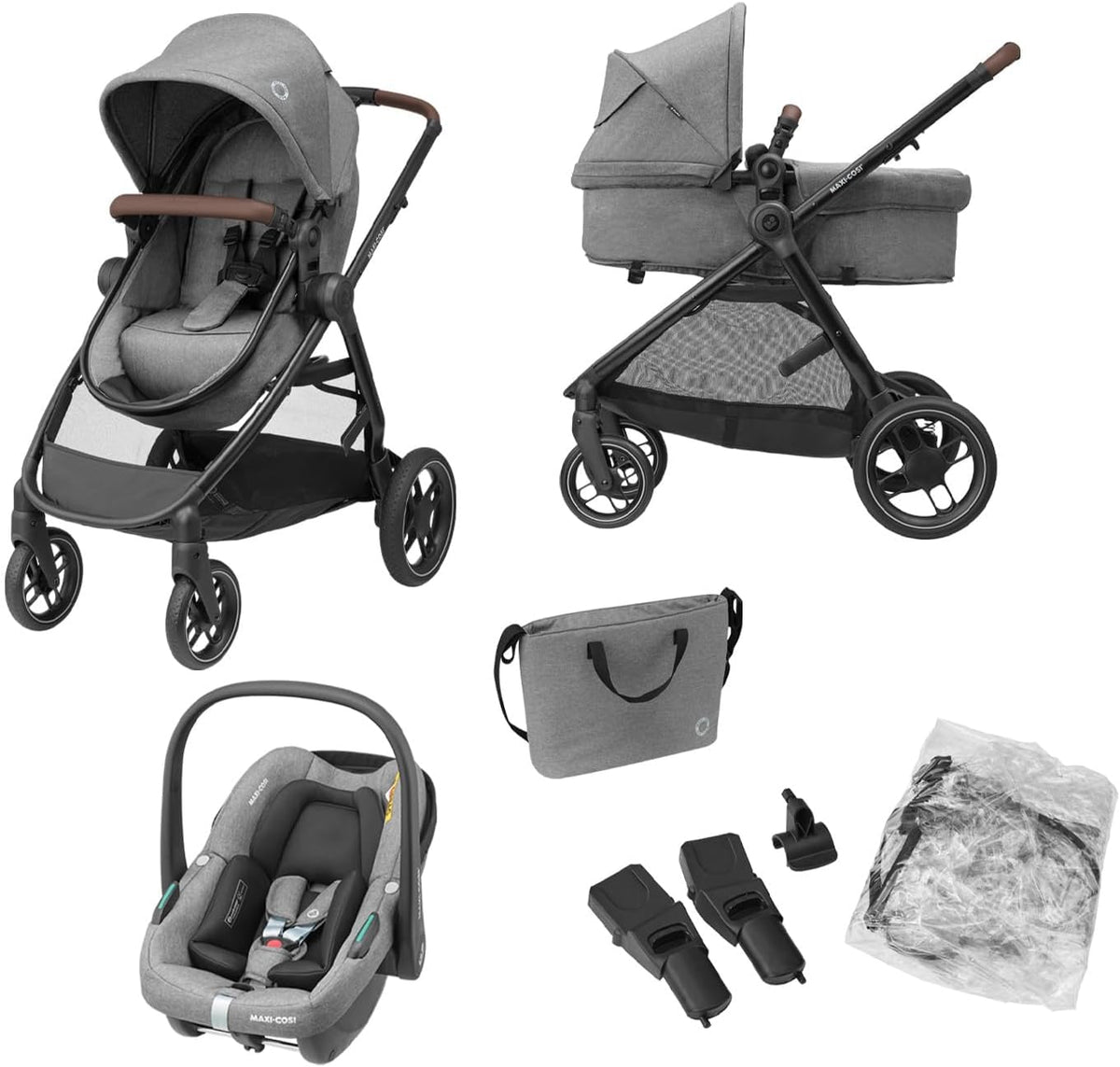 Maxi-Cosi Zelia S Trio 3-in-1 Travel System with Car Seat Grey