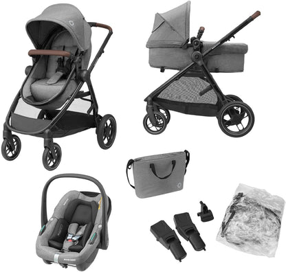 Maxi-Cosi Zelia S Trio 3-in-1 Travel System with Car Seat Grey