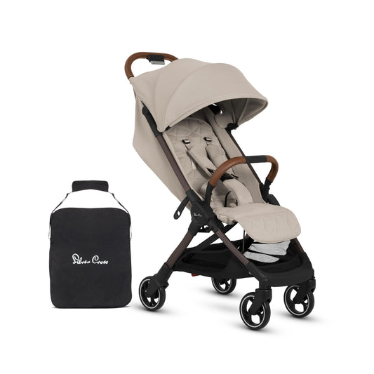 Silver Cross Clic 2 Compact Stroller & Travel Bag Birth–22kg Latte