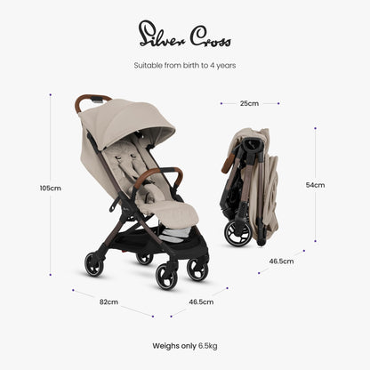 Silver Cross Clic 2 Compact Stroller & Travel Bag Birth–22kg Latte