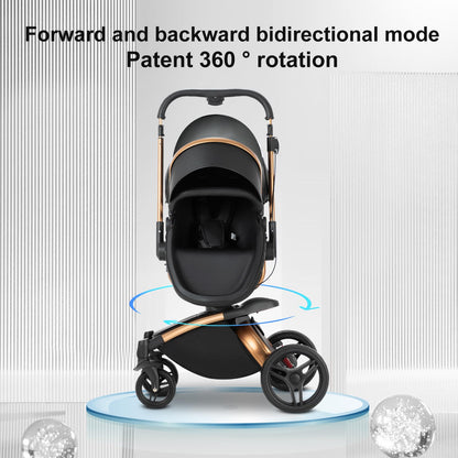 Magic ZC 3-in-1 Baby Stroller PU Leather – White 906