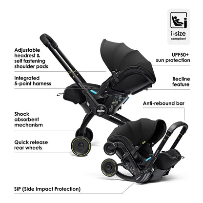 Doona X Baby Car Seat & Travel Stroller | Nitro Black