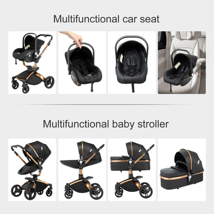 Magic ZC 3-in-1 Baby Stroller PU Leather – White 906