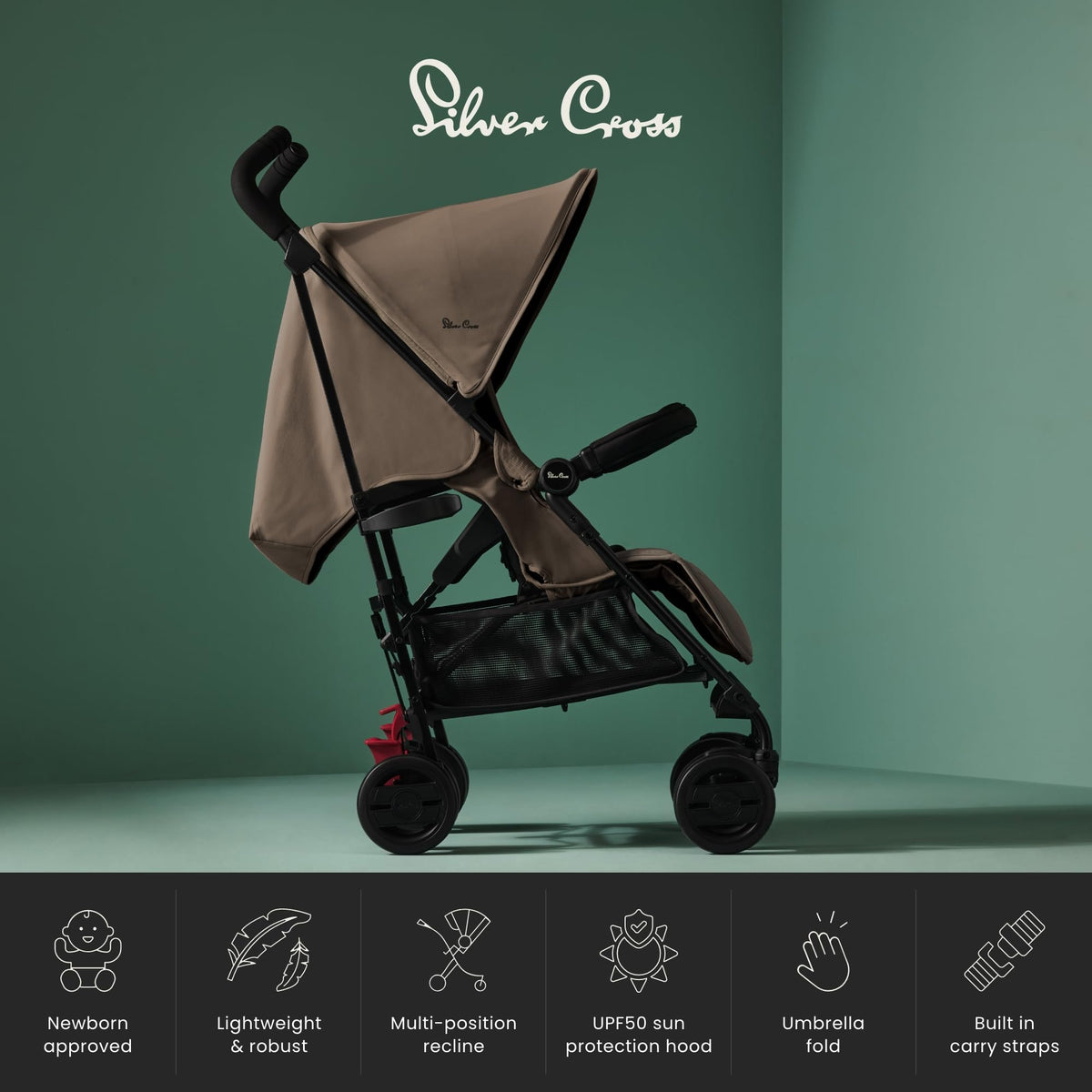 Silver Cross Pop 2 Everyday Stroller Birth to 22kg Sage