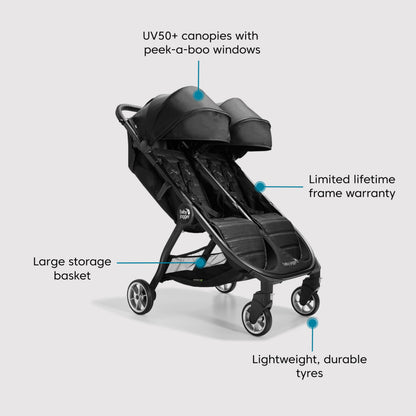 Baby Jogger City Tour 2 Double Pushchair | Pitch Black