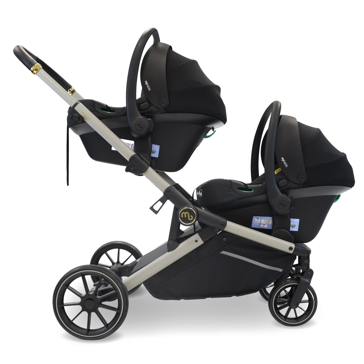 My Babiie MB33 Tandem Double Stroller Birth–15kg 11 Configs Ivory