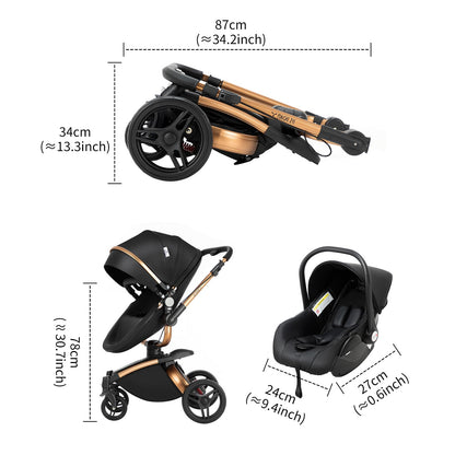 Magic ZC 3-in-1 Baby Stroller PU Leather – White 906