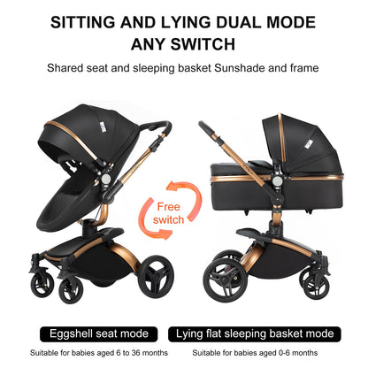 Magic ZC 3-in-1 Baby Stroller PU Leather – White 906