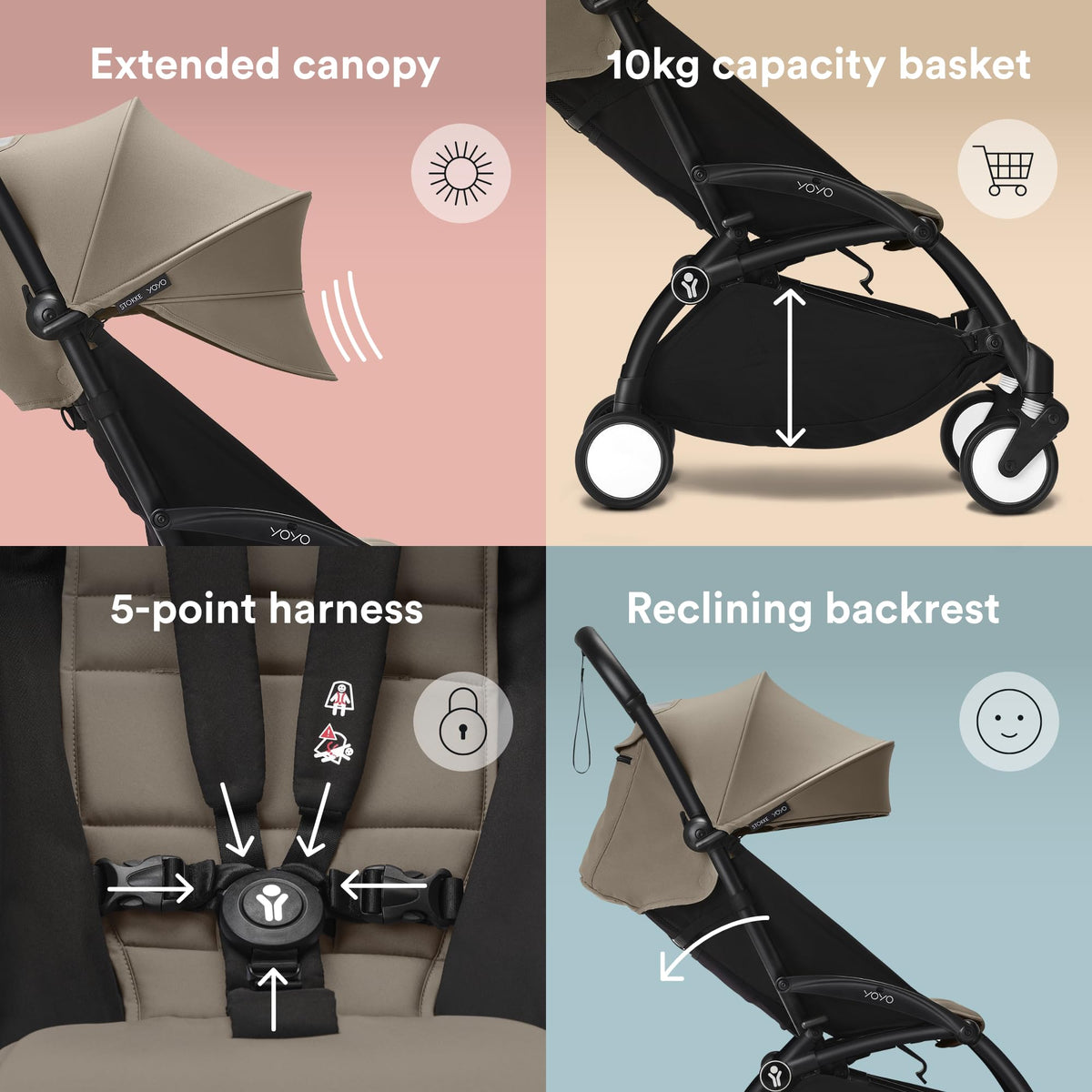 Stokke YOYO3 Stroller from 6 Months – Black Frame & Taupe