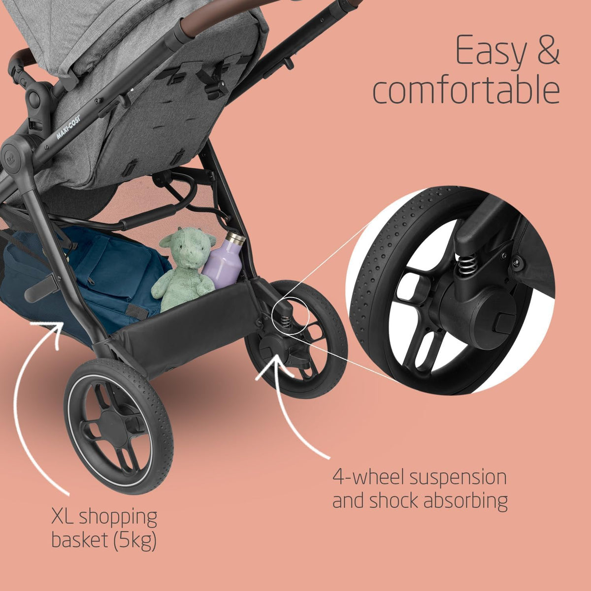 Maxi-Cosi Zelia S Trio 3-in-1 Travel System with Car Seat Grey