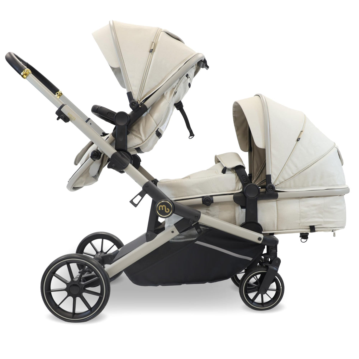 My Babiie MB33 Tandem Double Stroller Birth–15kg 11 Configs Ivory