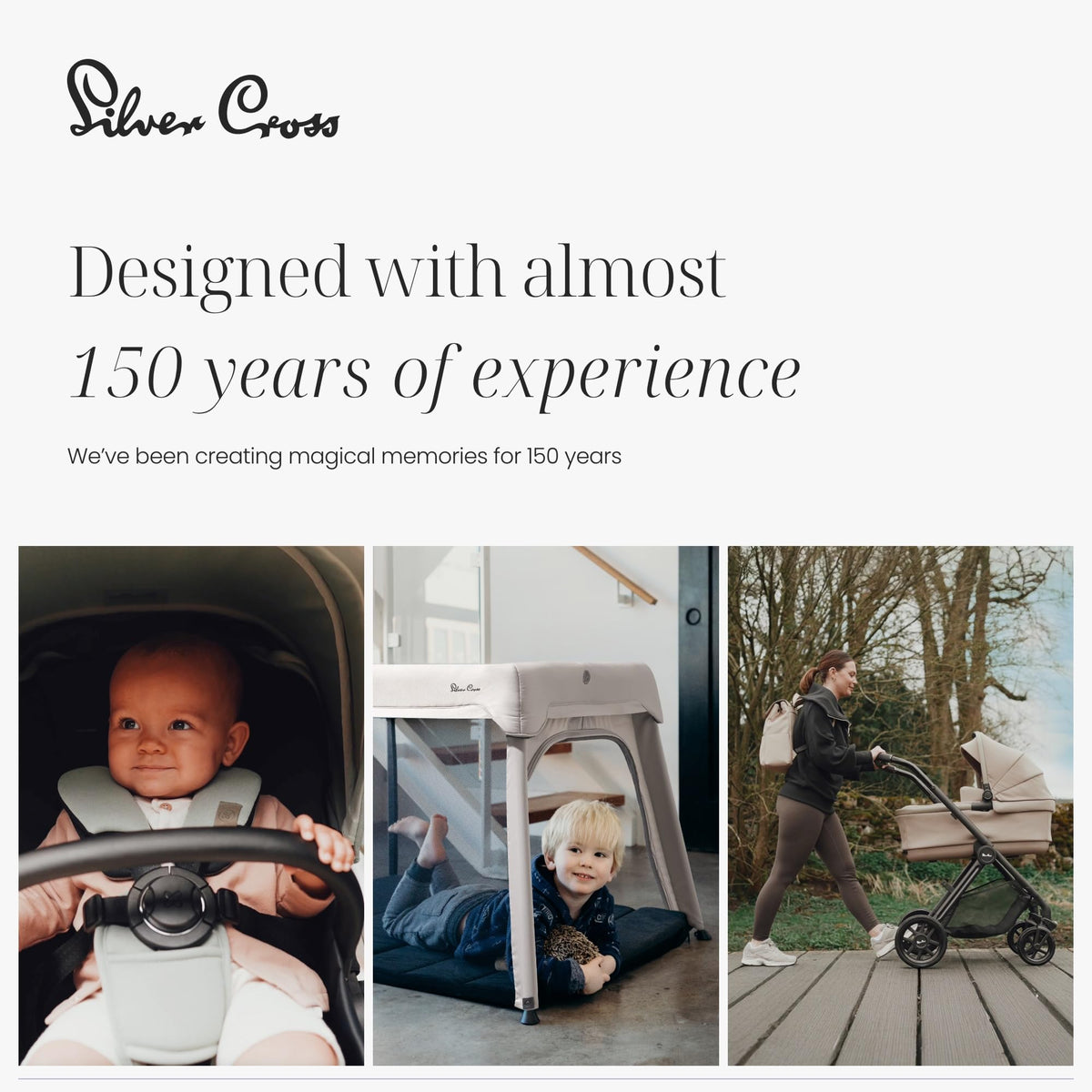 Silver Cross Clic 2 Compact Stroller & Travel Bag Birth–22kg Latte