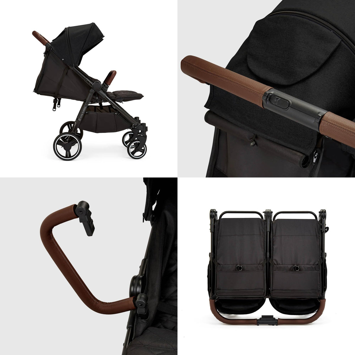 Ickle Bubba Venus Twin Double Stroller – Black/Tan