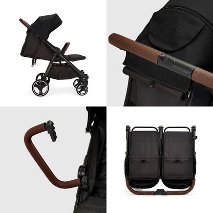 Ickle Bubba Venus Twin Double Stroller – Black/Tan