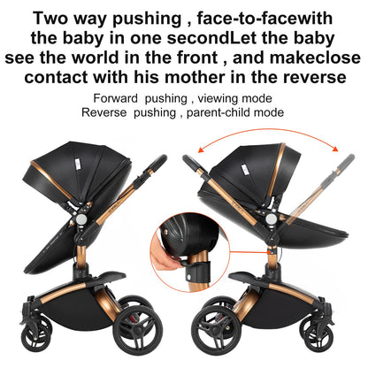 Magic ZC 3-in-1 Baby Stroller PU Leather – White 906