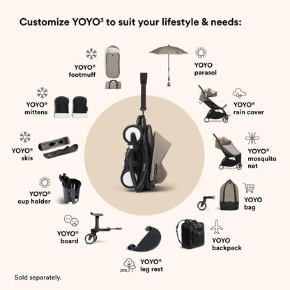 Stokke YOYO3 Stroller from 6 Months – Black Frame & Taupe