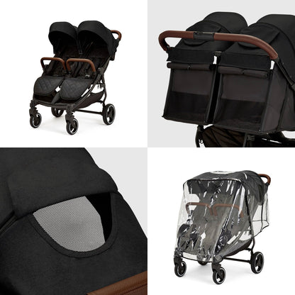 Ickle Bubba Venus Twin Double Stroller – Black/Tan