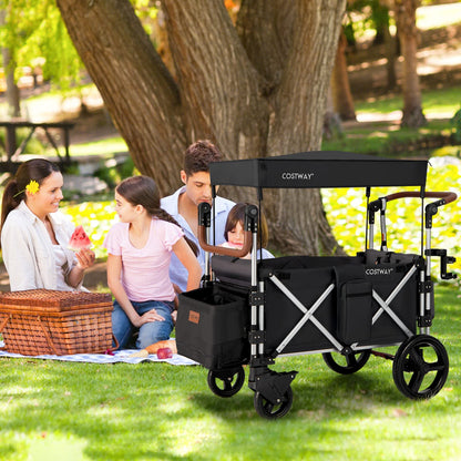 COSTWAY Push Pull Stroller Wagon for 2 Kids | Black