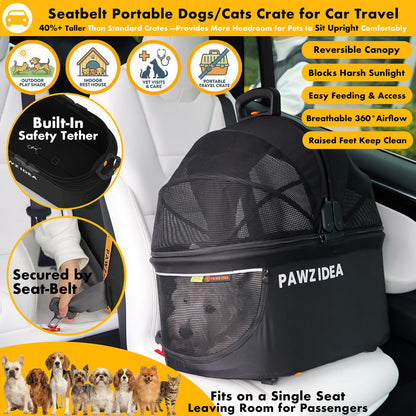 PAWZIDEA Double Pet Stroller 2 Carriers TSA-Approved Cats Dogs