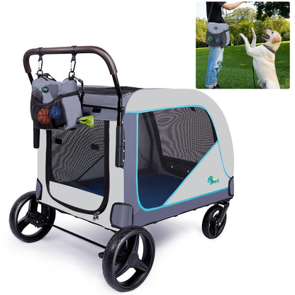 Ownpets XL Pet Stroller for Medium–Large Dogs with Brakes Blue