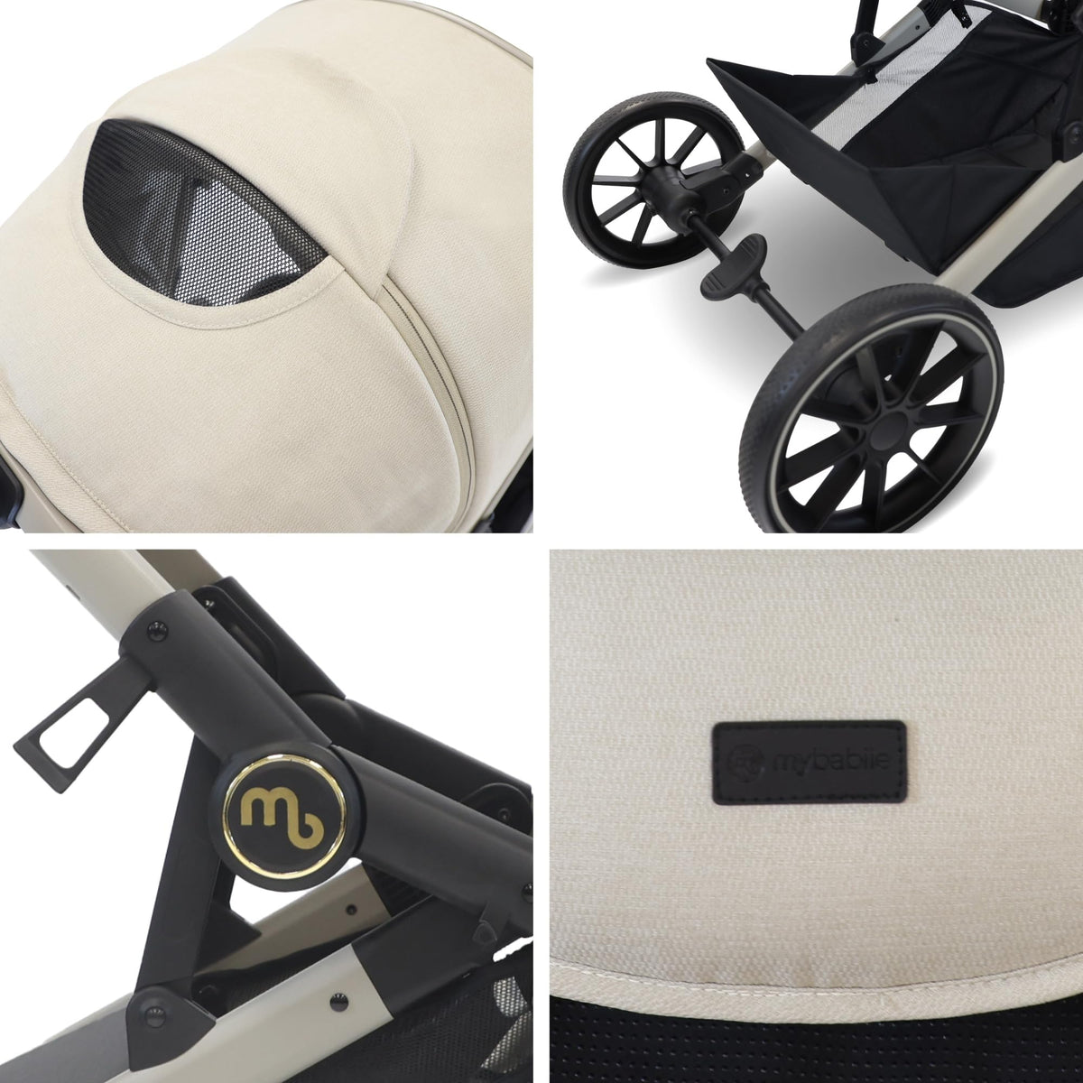 My Babiie MB33 Tandem Double Stroller Birth–15kg 11 Configs Ivory