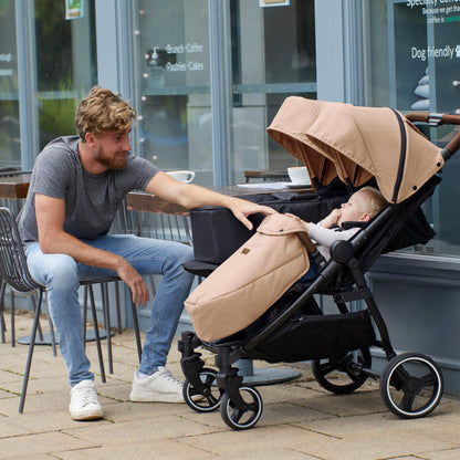 Ickle Bubba Venus Twin Double Stroller – Black/Tan