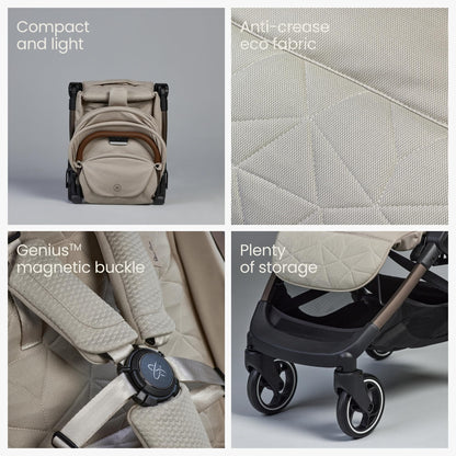 Silver Cross Clic 2 Compact Stroller & Travel Bag Birth–22kg Latte